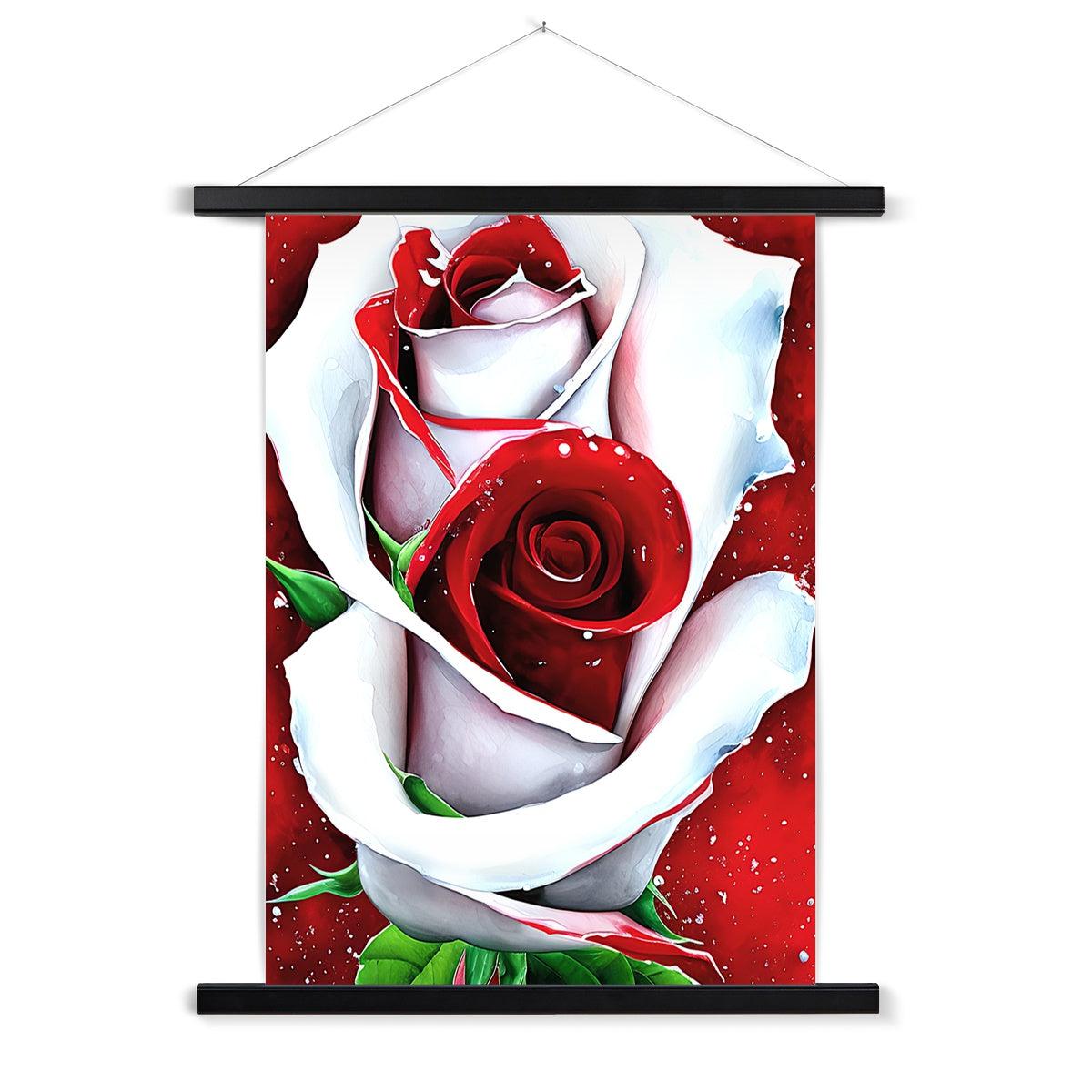 White Red Rose Fine Art Print with Hanger