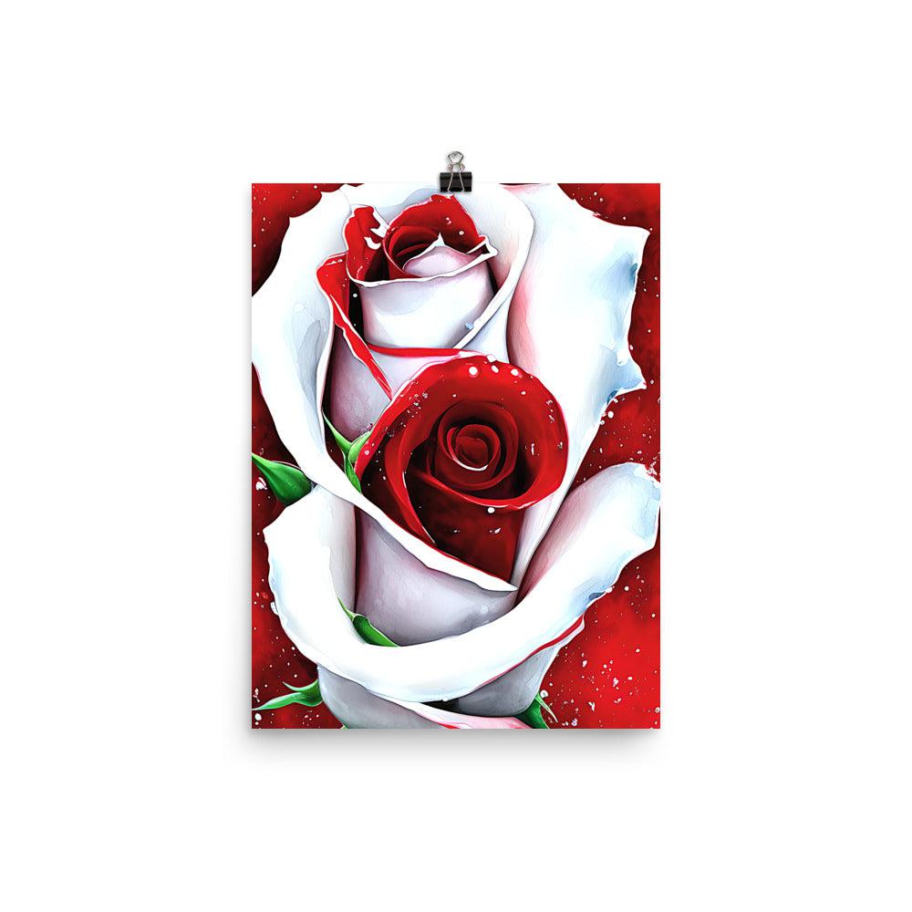 White Red Rose Unframed Matte Print