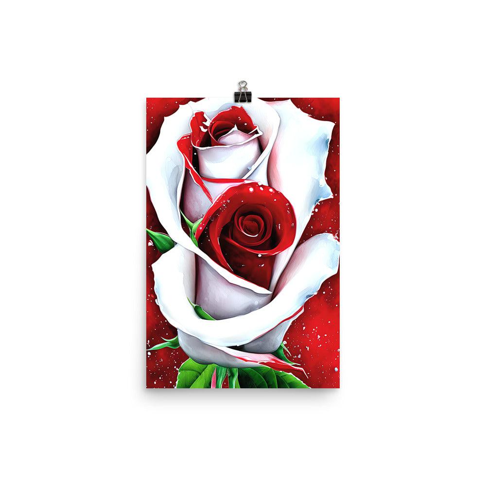 White Red Rose Unframed Matte Print