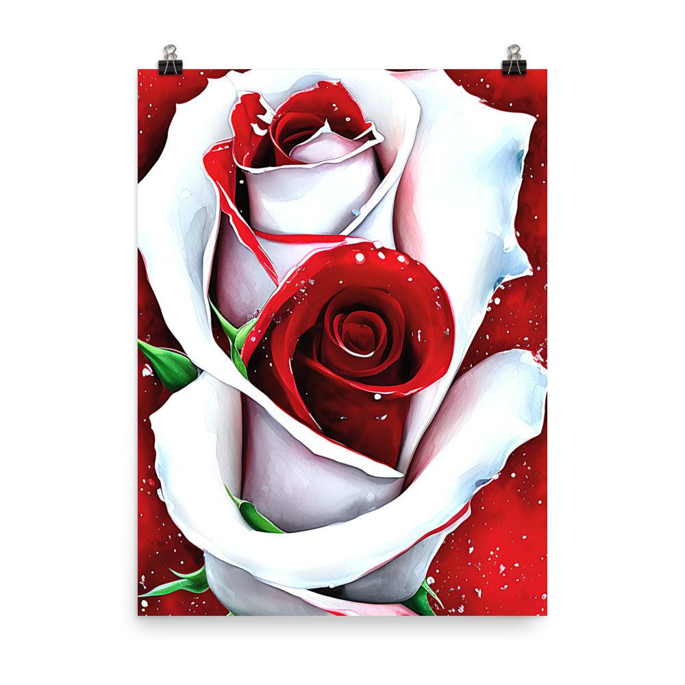 White Red Rose Unframed Matte Print