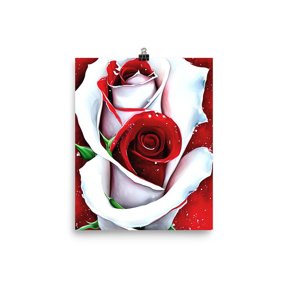 White Red Rose Unframed Matte Print