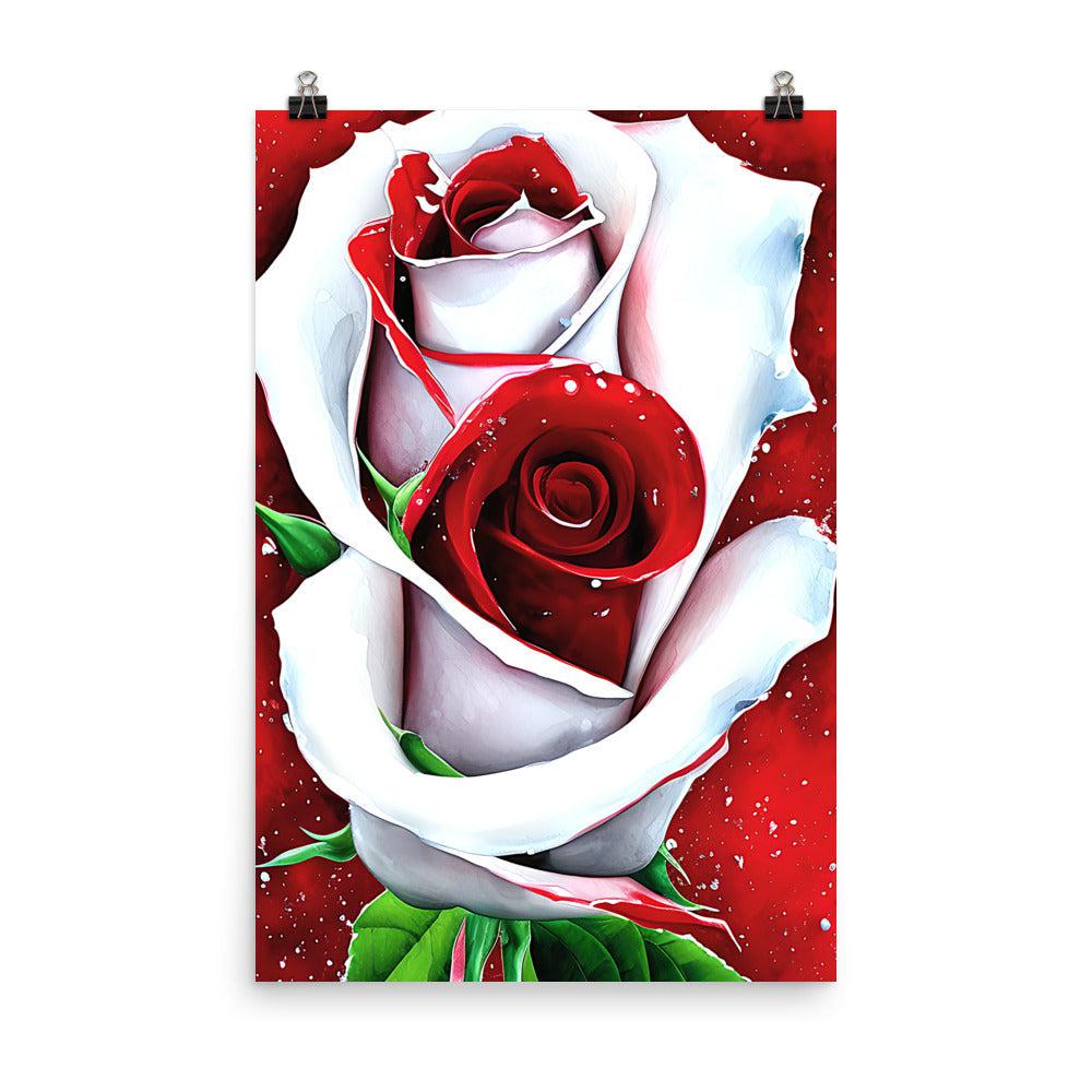 White Red Rose Unframed Photo Print