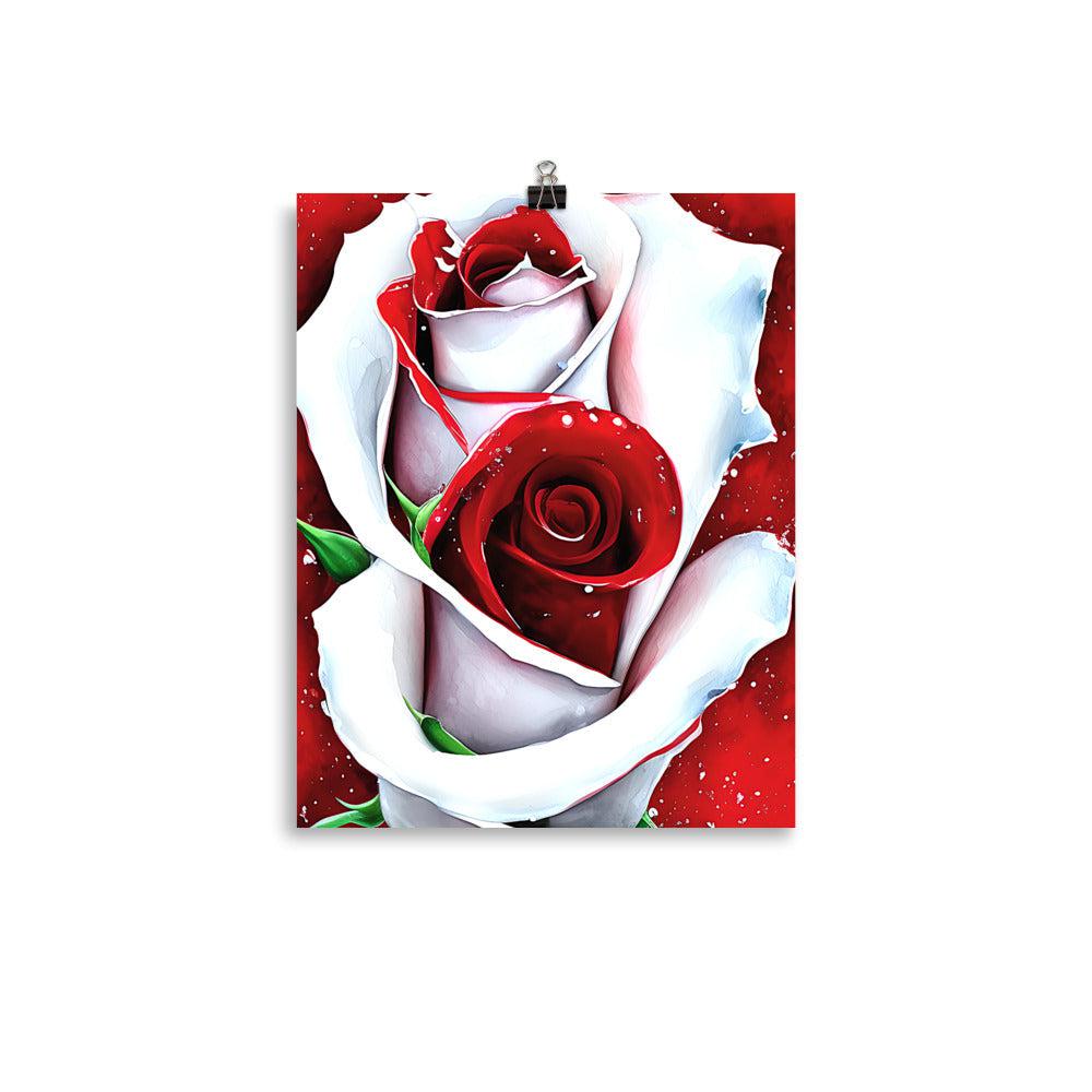 White Red Rose Unframed Photo Print