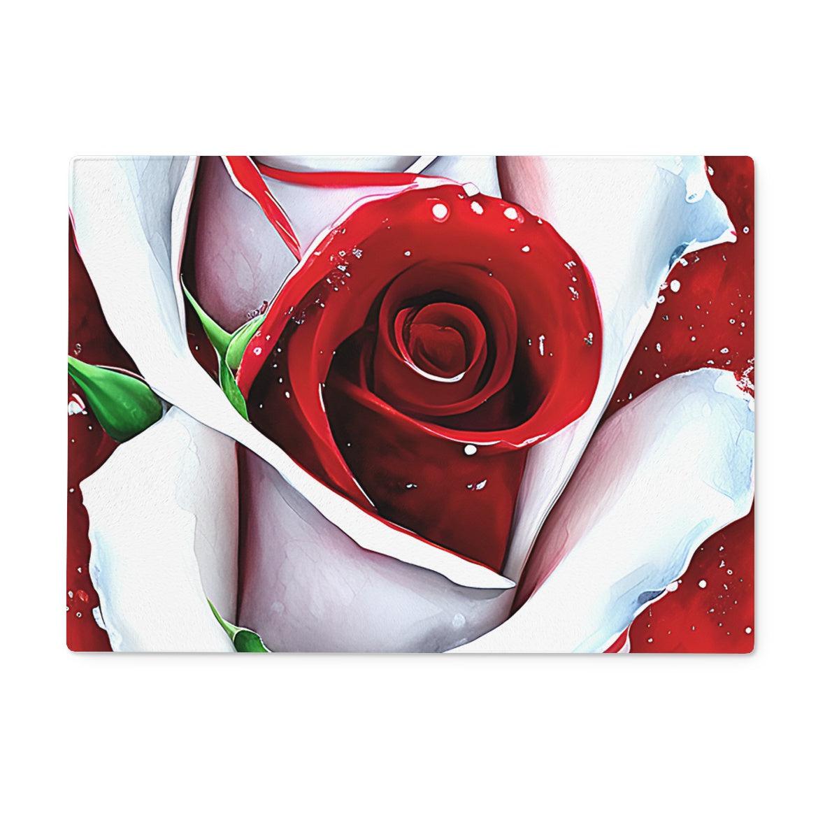 White Rose Glass Chopping Board