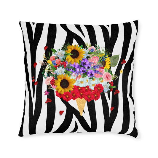 Zebra Ice Cream Flowers Cushion with Insert.