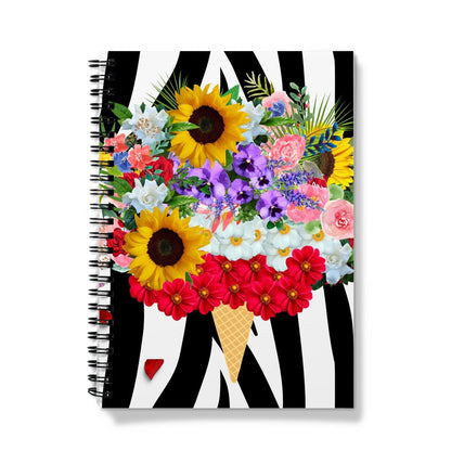 Zebra Ice-cream Flowers Spiral Notebook