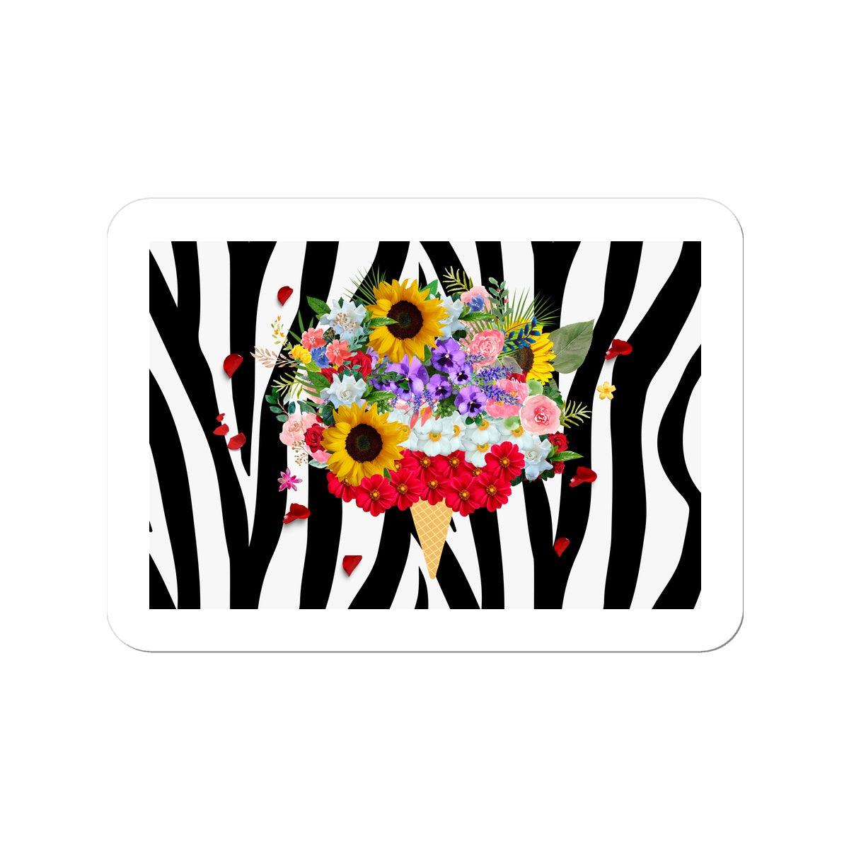 Zebra Ice-cream Flowers Sticker